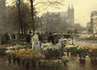 Hans Herrmann - Selling Flowers on the Flower Market, Amsterdam