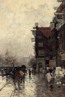 Hans Herrmann - Strasse in Amsterdam: a busy day in Amsterdam