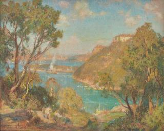 Hans Heysen - Goats Grazing on the Foreshore at Mosman, 1908