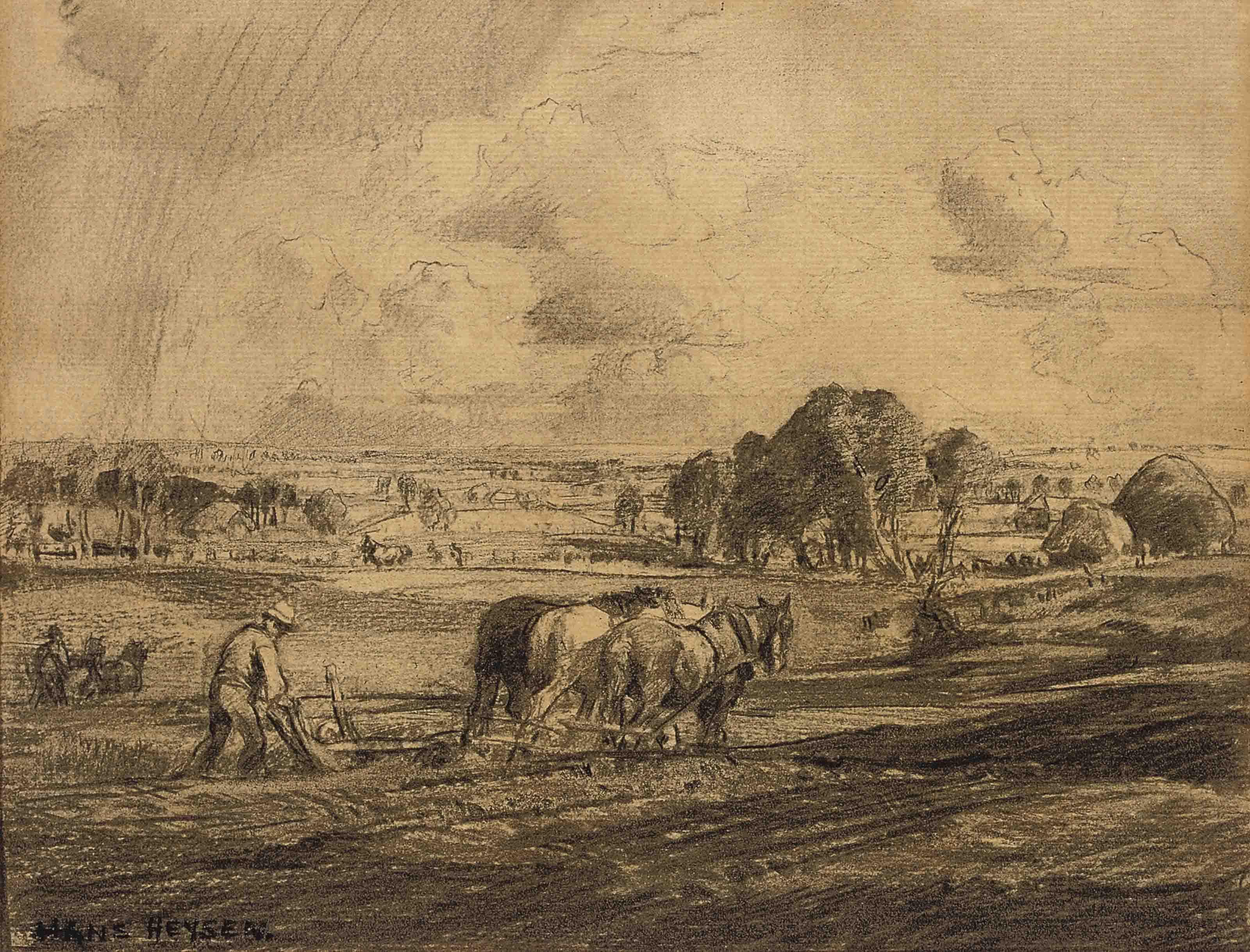 Hans Heysen - Ploughing the field