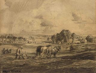 Hans Heysen - Ploughing the field