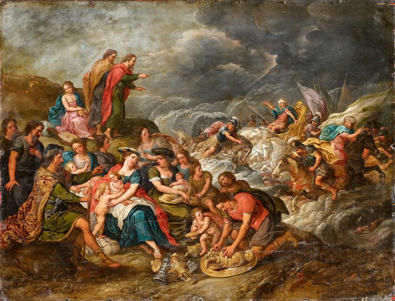 Hans III. Jordaens - Moses vernichtet die Truppen des Pharao im roten Meer