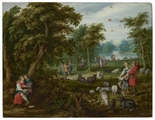 Hans Jordaens III - Un paysage arcadien avec des bergers et leur troupeau