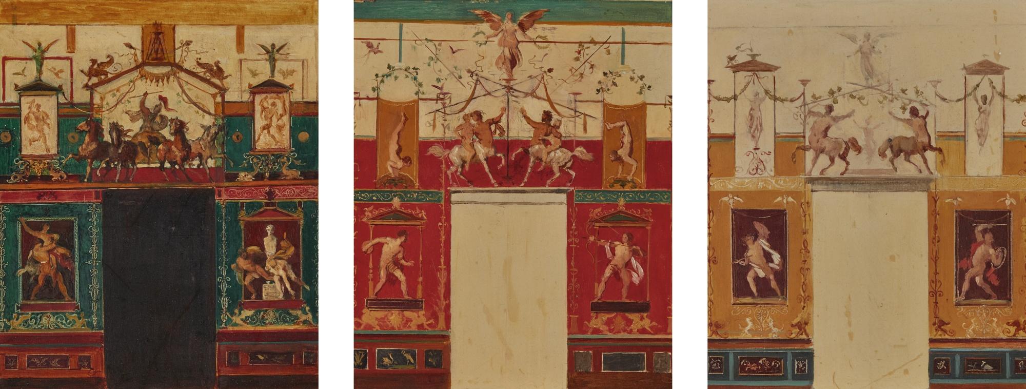 Hans Makart - Sketches For The Gymnasium At The Hermesvilla, Vienna: 3 Paintings