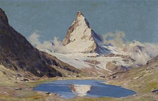 Hans Maurus - Blick über den Riffelsee auf das Matterhorn.