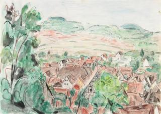 Hans Purrmann - Dorf in Mittelgebirgslandschaft