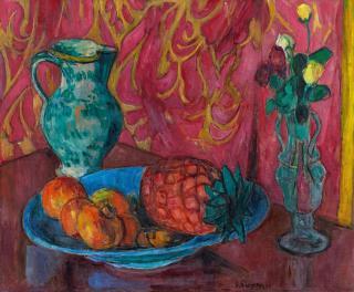 Hans Purrmann - Fruchtschale mit Ananas und Krug.