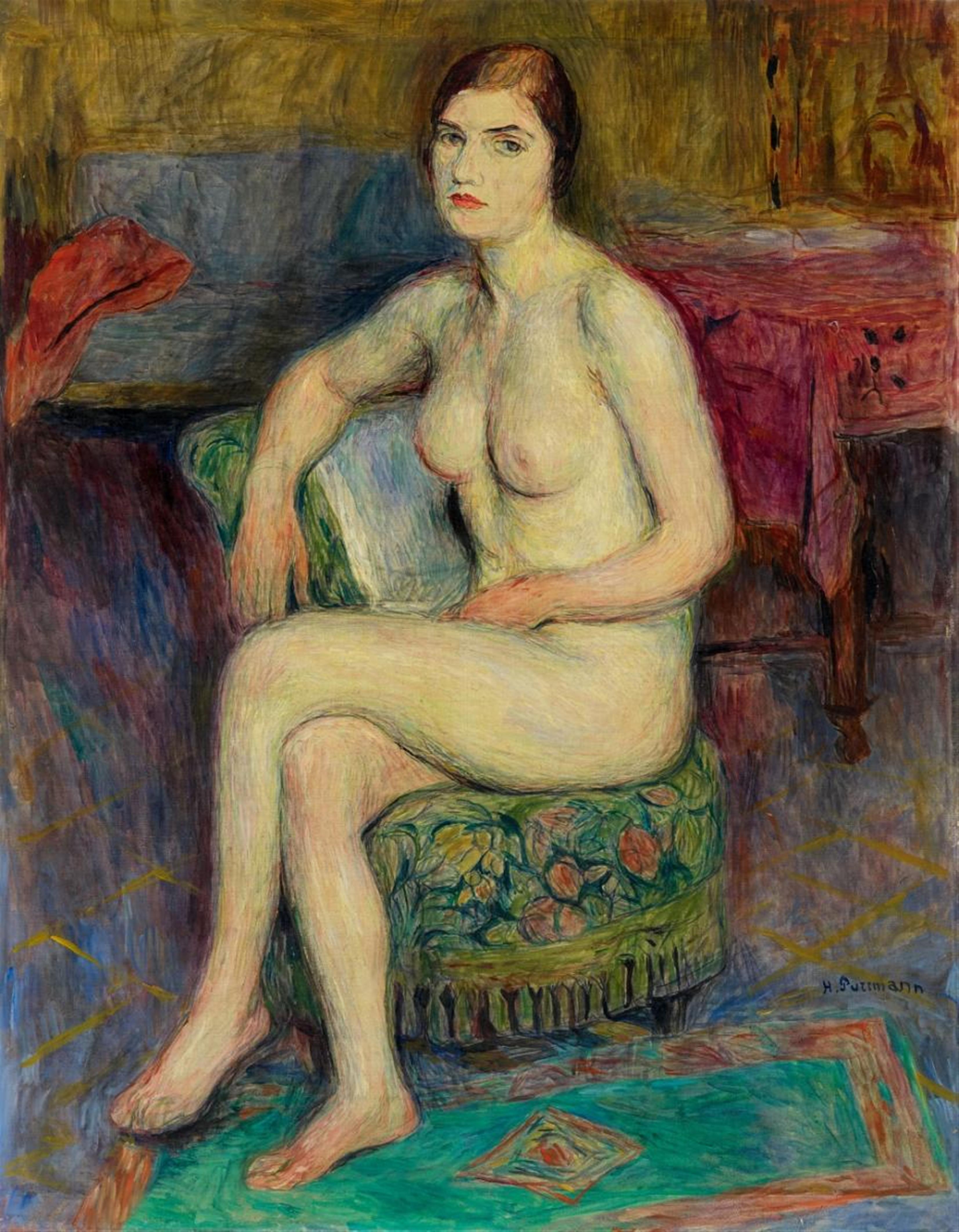 Hans Purrmann - Sitzender Akt, nach links (Weibliche Aktstudie)