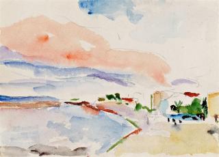 Hans Purrmann - Südliche Landschaft. Interieur mit Stillleben. Badende