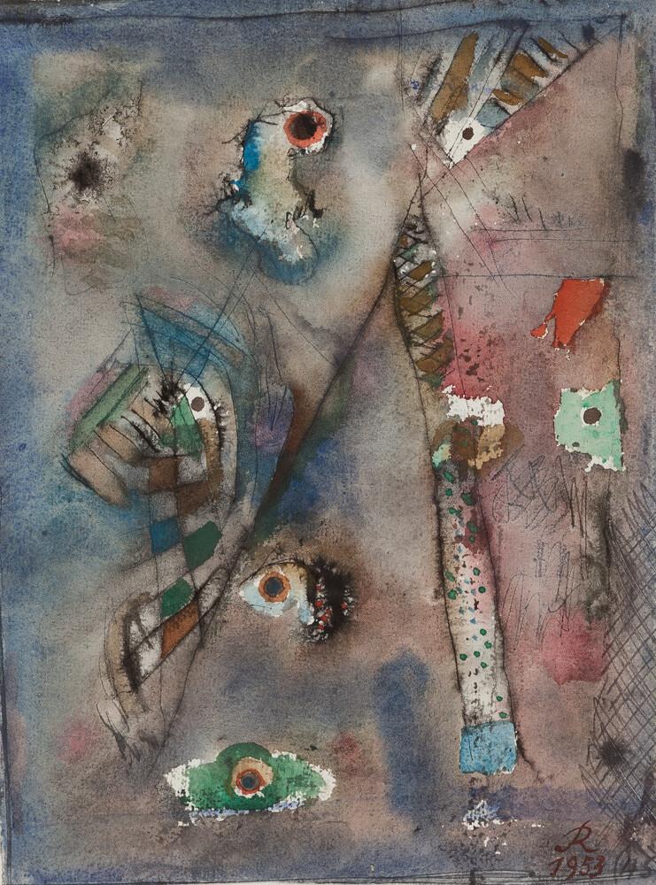 Hans Reichel - Komposition Spinnwebe mit weißen Akzenten, rauh