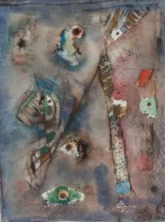 Hans Reichel - Komposition Spinnwebe mit weißen Akzenten, rauh