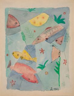 Hans Reichel - Unterwasserlandschaft mit Fischen.