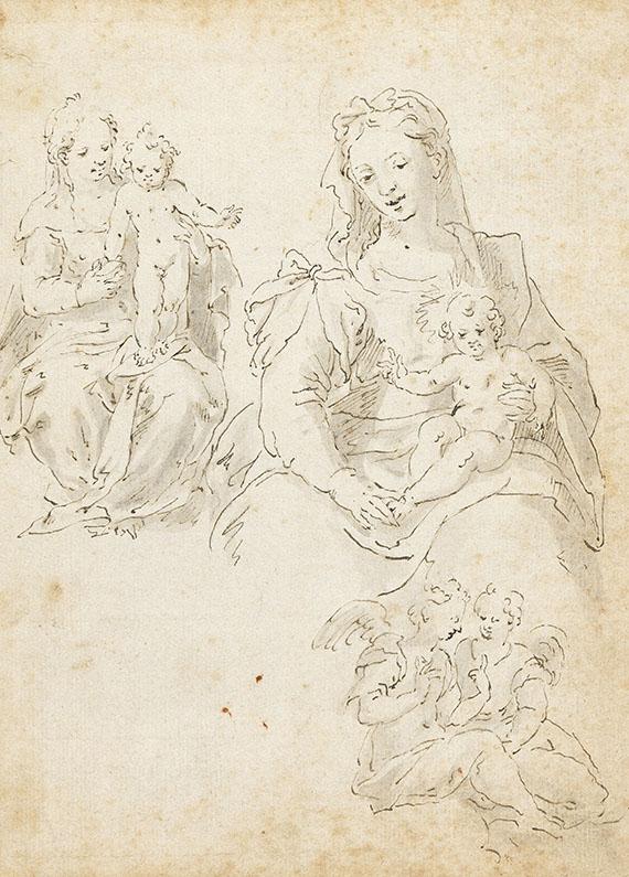 Hans Rottenhammer - Studienblatt Madonna mit Jesuskind und Engeln