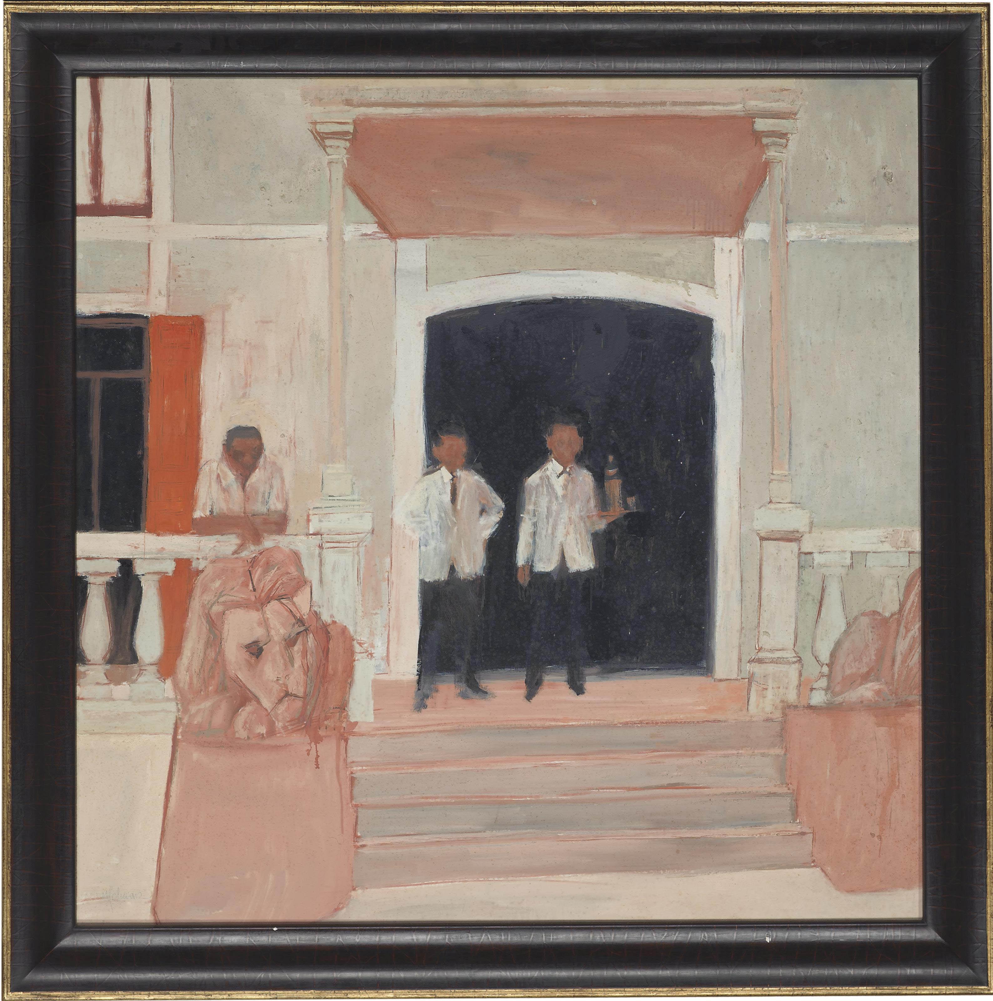 Hans Schwarz - Spanish Hotel with Self-portrait