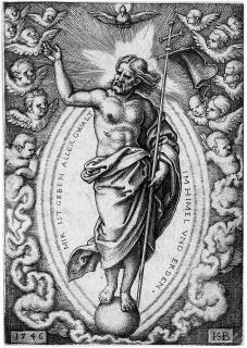 Hans Sebald Beham - Christus auf der Weltkugel.