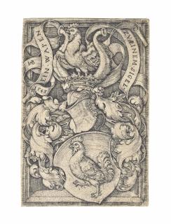 Hans Sebald Beham - Coat-Of-Arms With A Cock (Bartsch 256; Hollstein, Pauli 267)