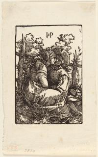 Hans Sebald Beham - Ein Liebespaar an einem Zaun sitzend