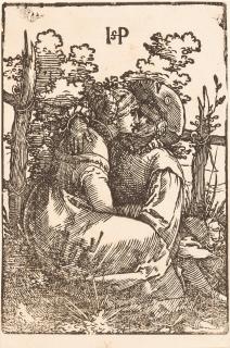 Hans Sebald Beham - Ein Liebespaar an einem Zaun sitzend