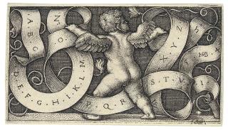 Hans Sebald Beham - Genius with Alphabet (Bartsch 229; Pauli, Hollstein 233)