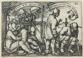 Hans Sebald Beham - Peasants behind the Hedge, from: The Peasant\'s Feast (The Twelve Months) (Bartsch 163; Hollstein, Pauli 186)