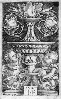 Hans Sebald Beham - Vase mit zwei Genien.