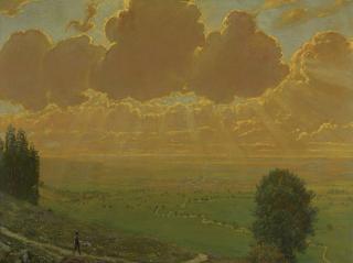 Hans Thoma - German sunburst Over Säckingen, Black Forest