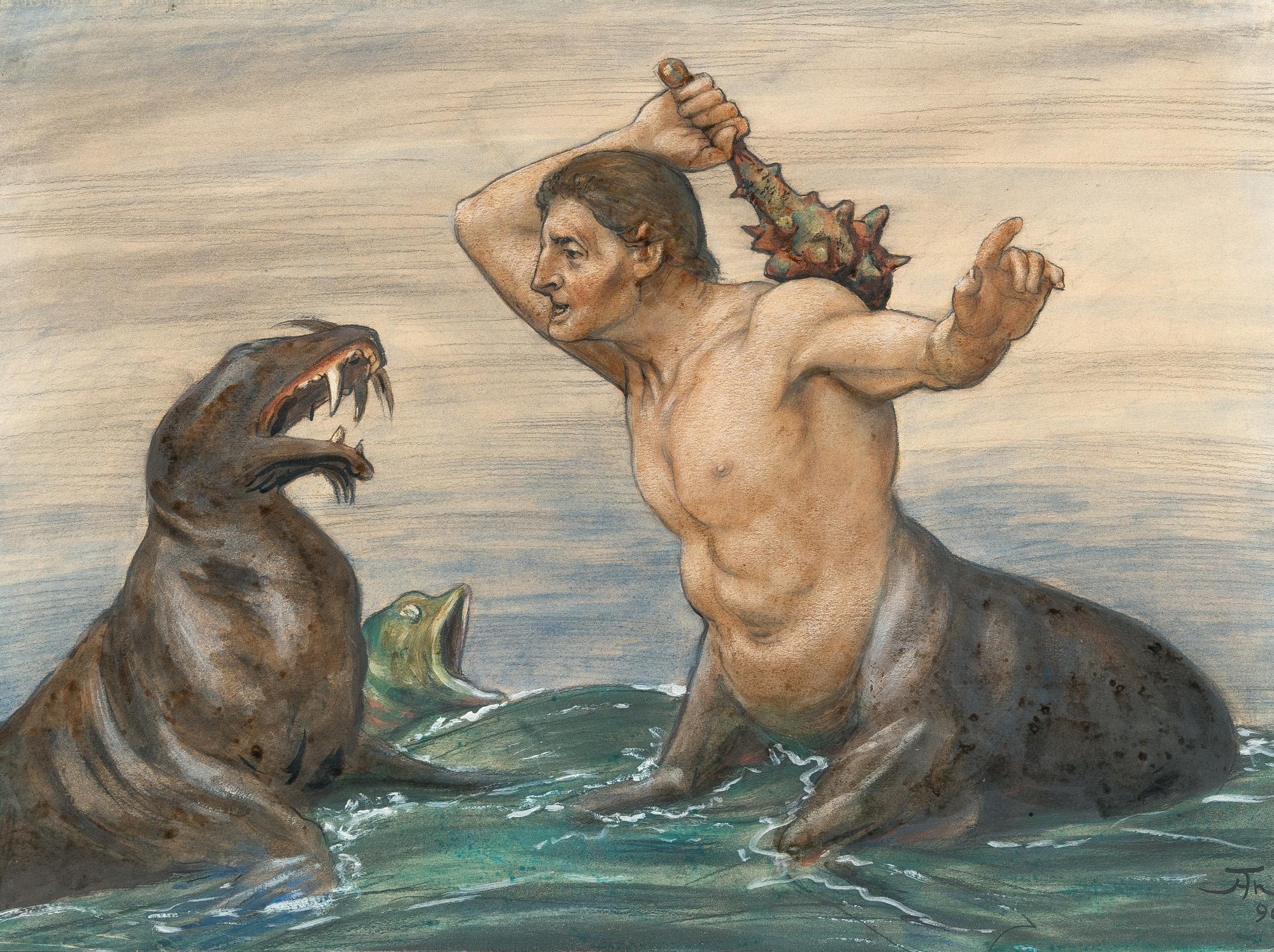 Hans Thoma - Kampf in den Wassern