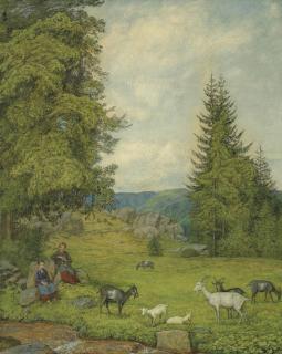 Hans Thoma - Kinder mit Ziegenherd