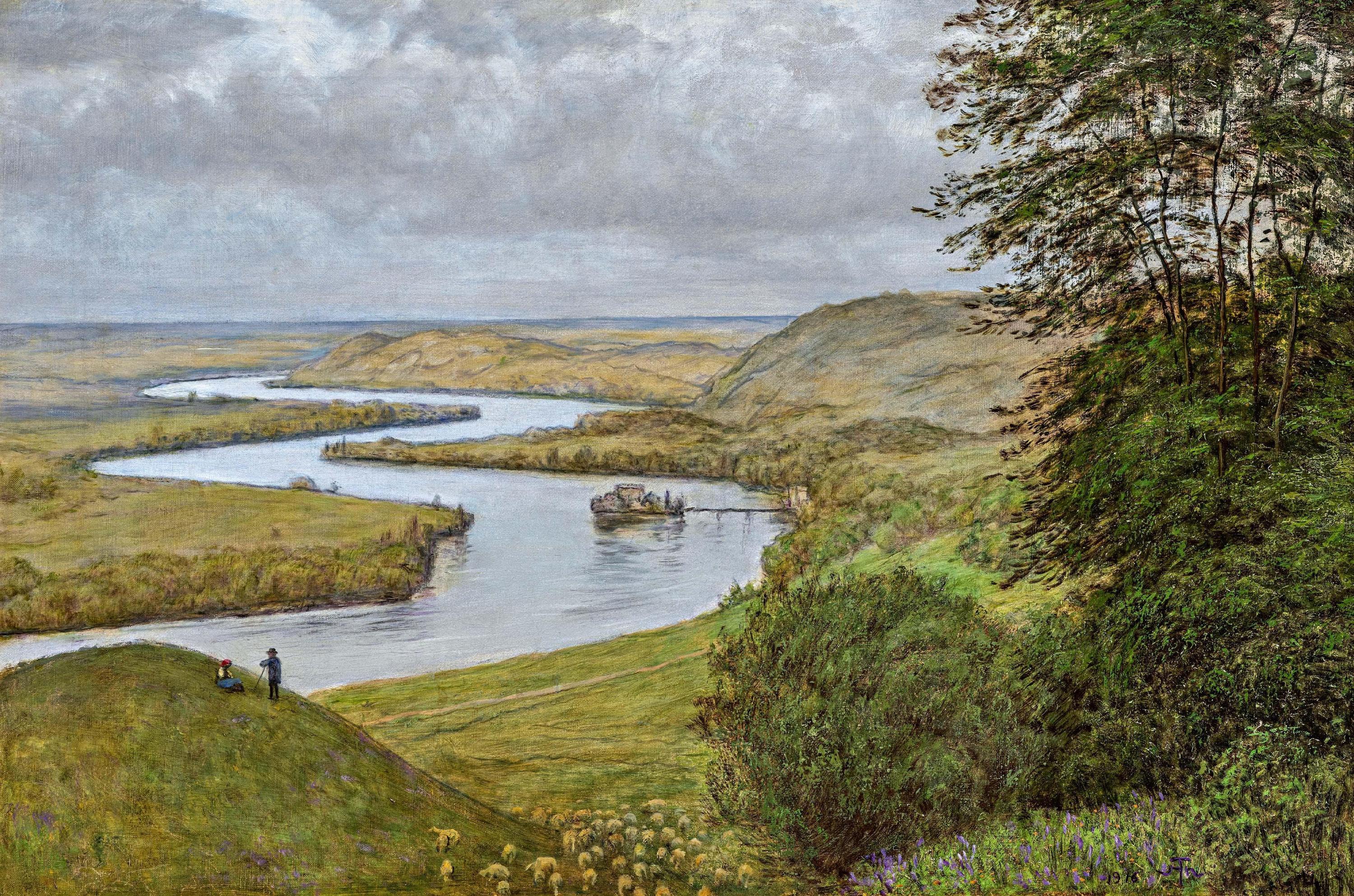 Hans Thoma - Landschaft am Oberrhein.