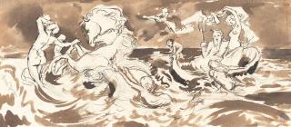 Hans Thoma - Nereidenzug mit Neptun auf dem Wagen mit den Seerössern