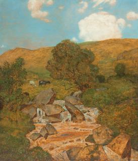 Hans Thoma - Schwarzwaldbach mit Wolken