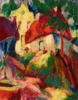 Hans Thuar - Häuser mit Ziehbrunnen