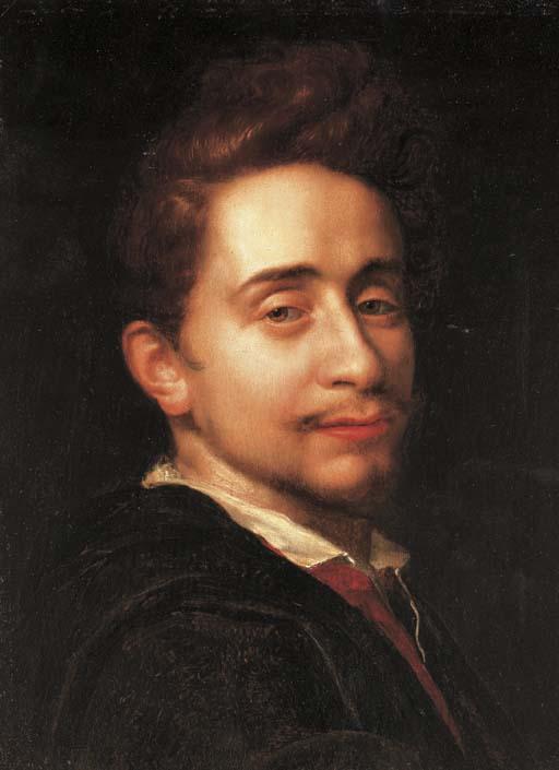 Hans von Aachen - Portrait of a young man, bust-length, in a dark coat