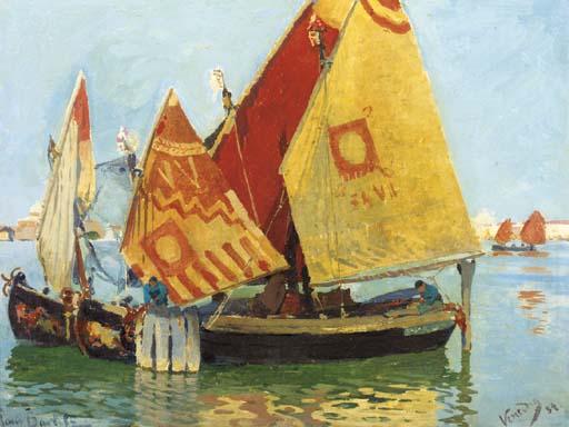 Hans Von Bartels - Moored fishing vessels in the Laguna, Venice