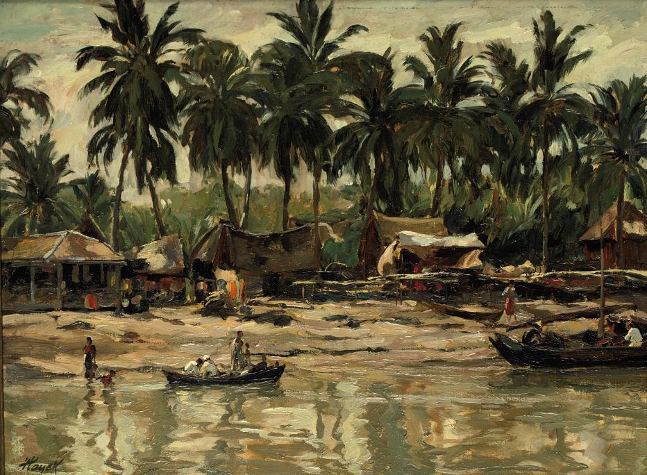 Hans Von Hayek - Kampong by the Indonesian river