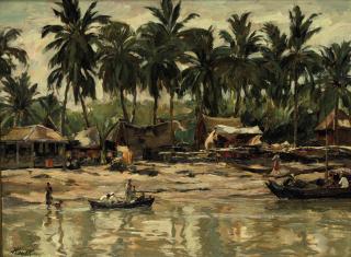 Hans Von Hayek - Kampong by the Indonesian river