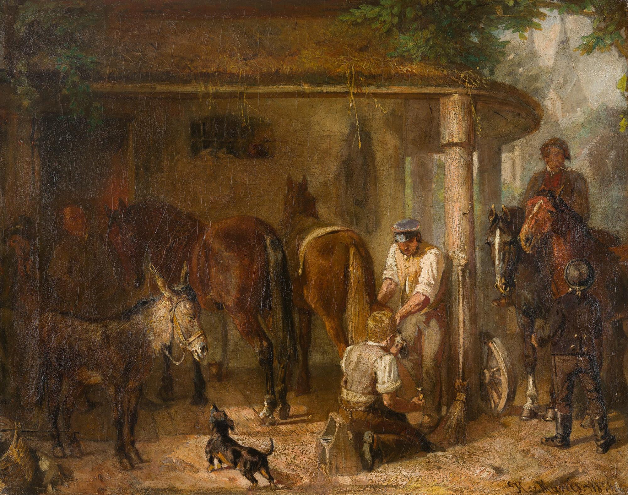 Hans von Marées - In der Hufschmiede.