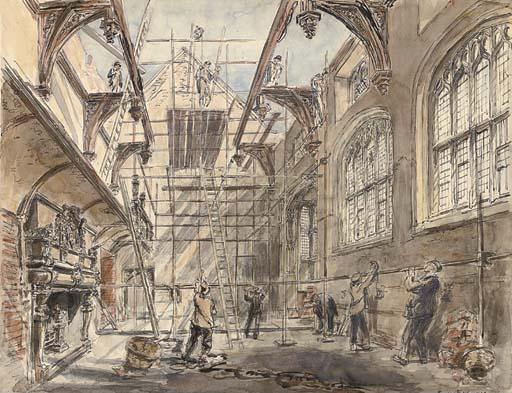 Hanslip Fletcher - St. Paul\'s Cathedral standing through the ruins; St. Paul\'s Cathedral from the North; Rebuilding the past