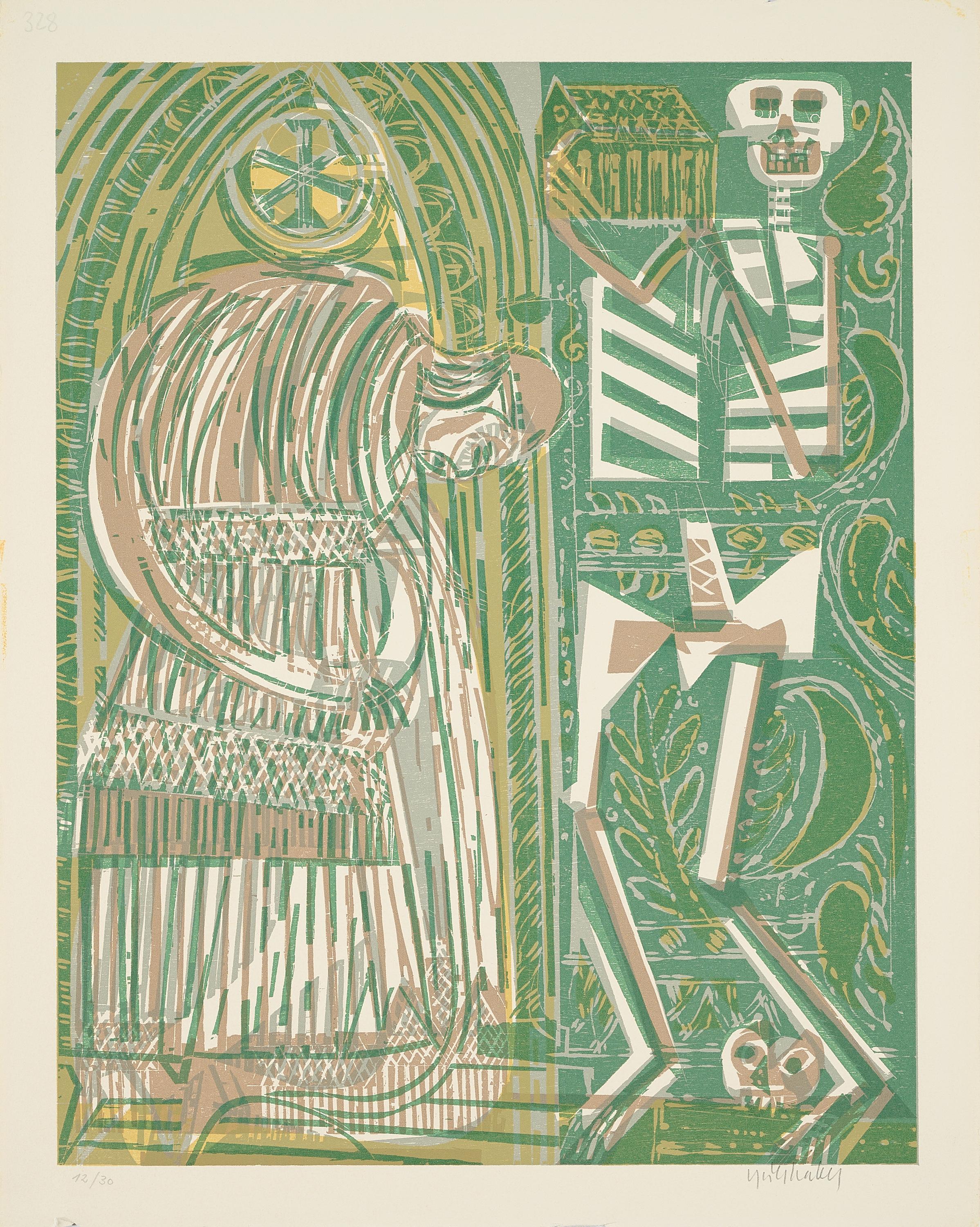 HAP Grieshaber - Der Chorherr (Aus: Totentanz von Basel).