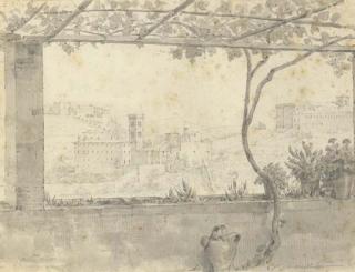Harald Conrad Stilling - Vue de Perugia Depuis Une Terrasse, Un Arrosoir Au Premier Plan