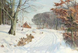 Harald Julius Niels Pryn - A Cottage On A Snowy Track; And Another Similar
