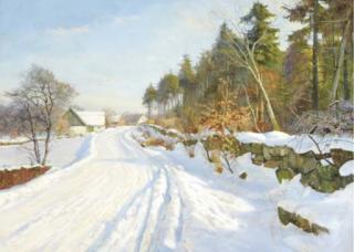 Harald Julius Niels Pryn - A snow covered road, Hösterköb, Denmark