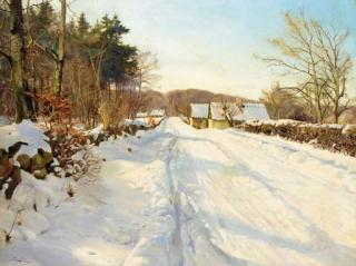 Harald Julius Niels Pryn - A sunlit winter landscape, Lillerød