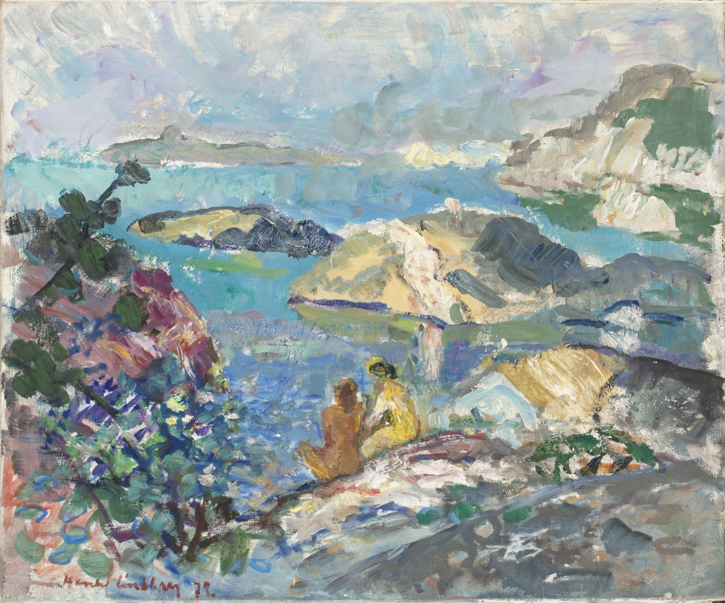 Harald Lindberg - Kustlandskap med badande