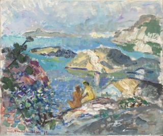 Harald Lindberg - Kustlandskap med badande