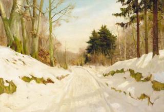 Harald Pryn - A wooded winter landscpae