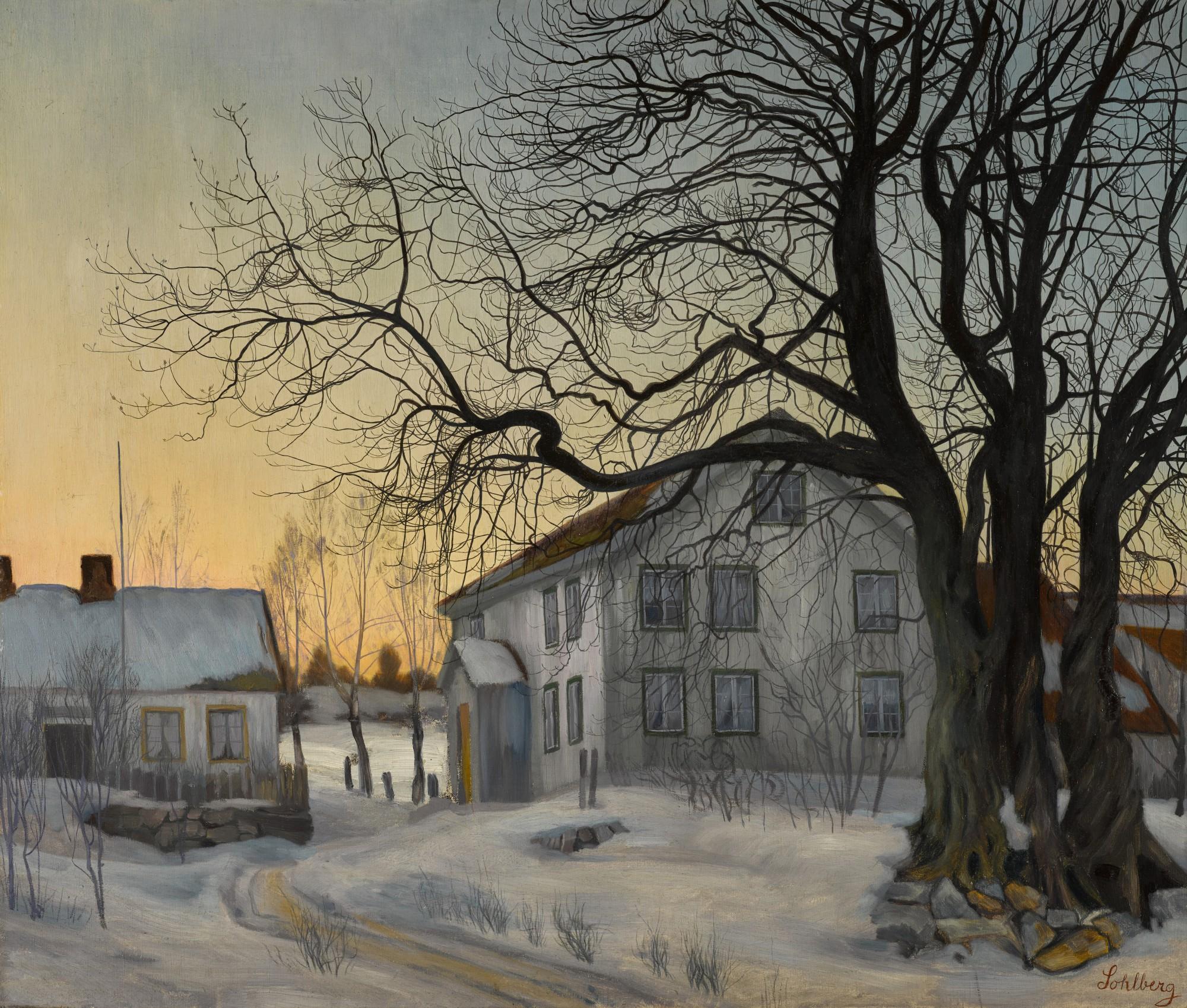Harald Sohlberg - The Old Captain’s House, Winter Afternoon
