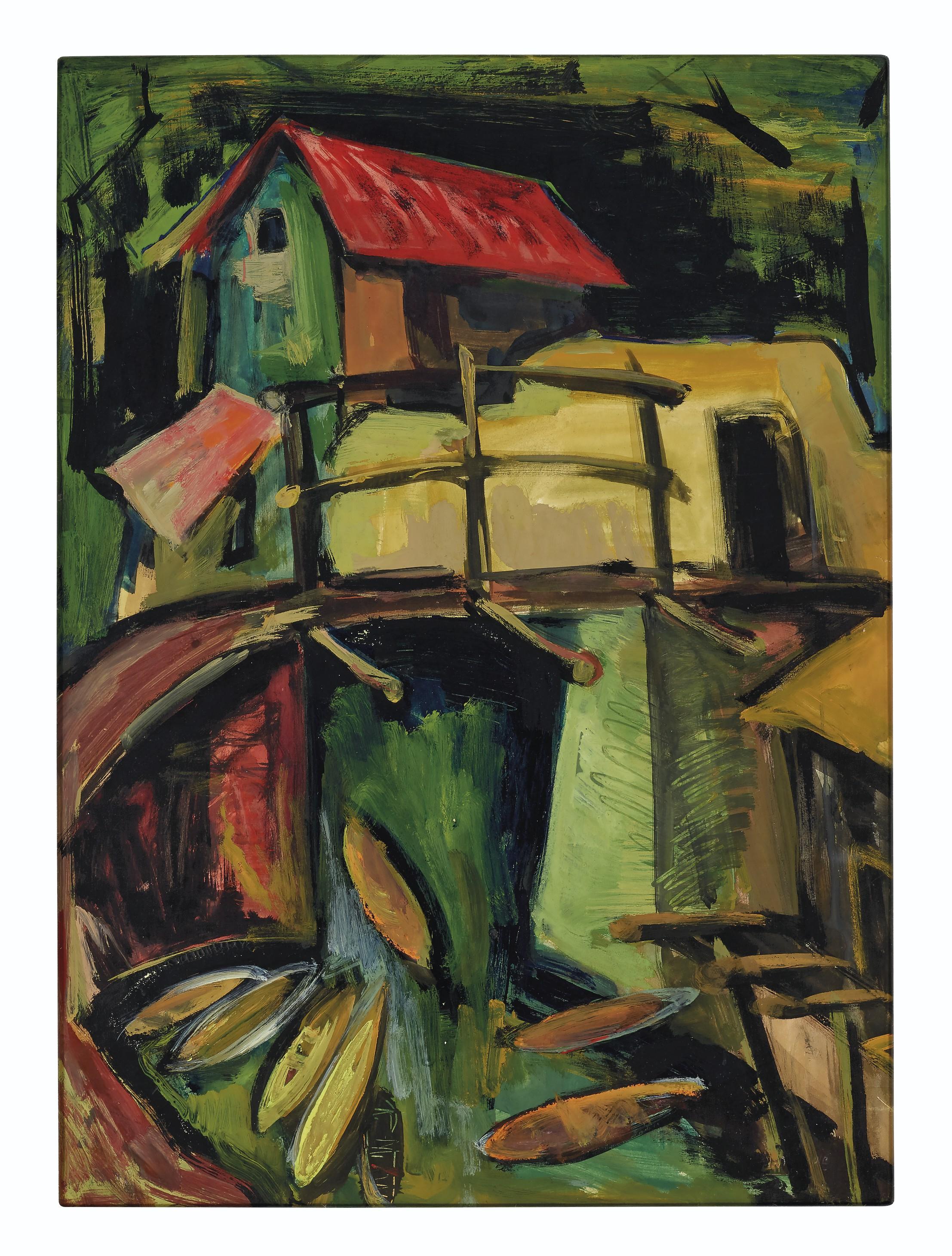 Hari Ambadas Gade - Untitled (House With Boats)