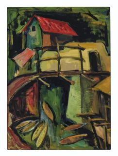 Hari Ambadas Gade - Untitled (House With Boats)