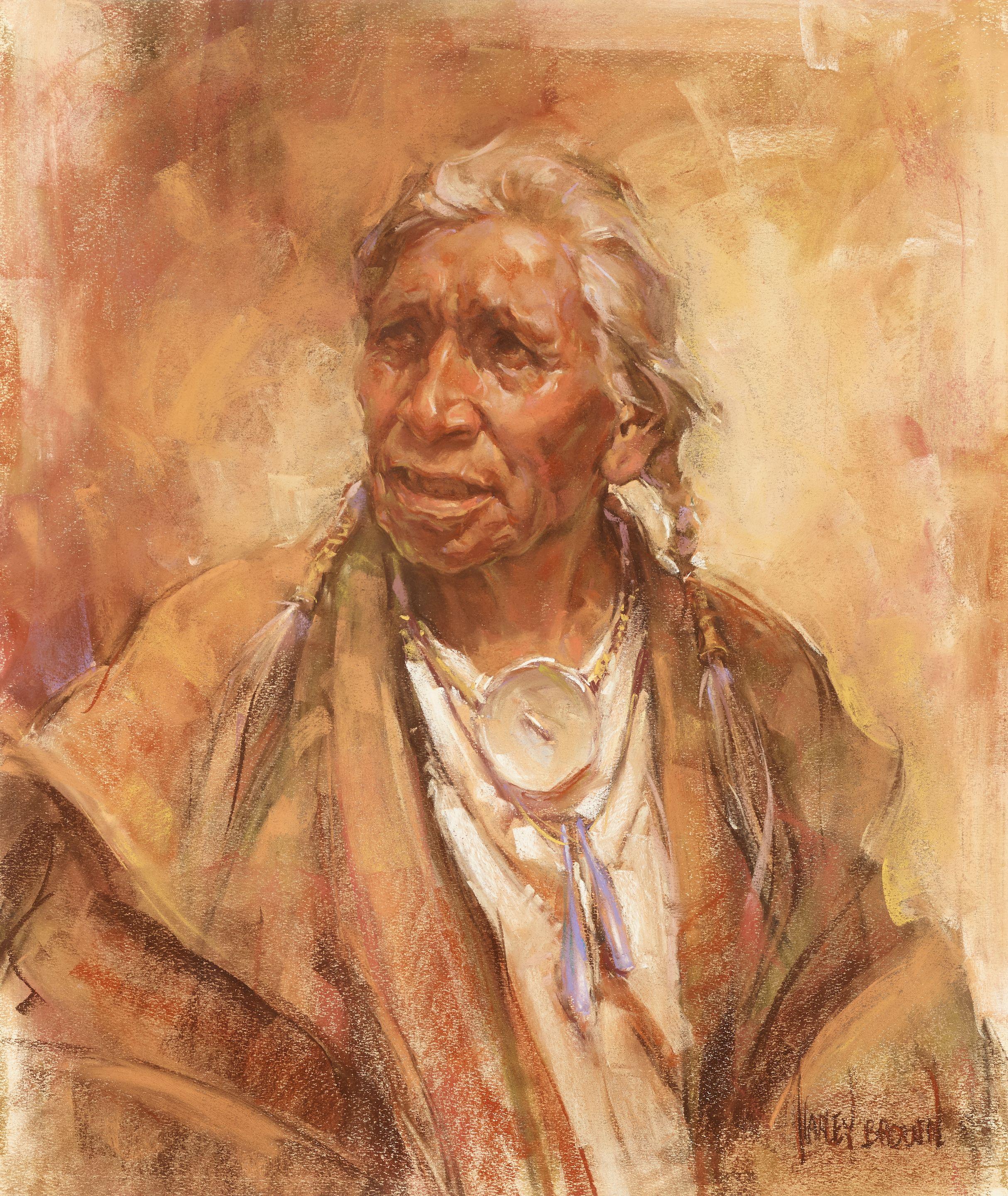 Harley Brown - Indian Portrait (Old Moccasin Crow)